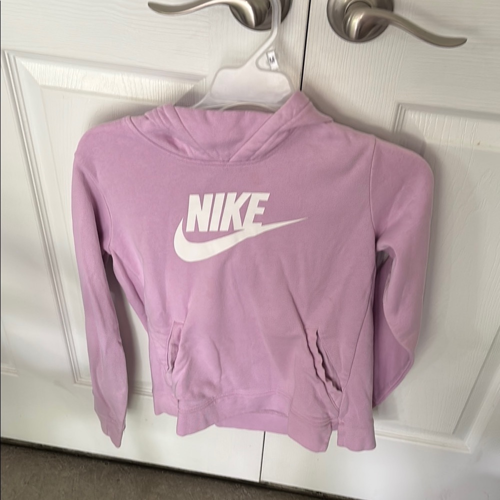 Nike Pink and White Cropped Sweatshirt and black Nike hoodie together